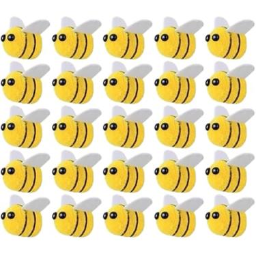 Imagem de Sndperiexam 30 peças de mini abelhas de feltro de lã, suprimentos de artesanato de abelha fofa, feltro para artesanato, decoração de abelhas falsas de pelúcia, para roupas, chapéus, bolsas, presente