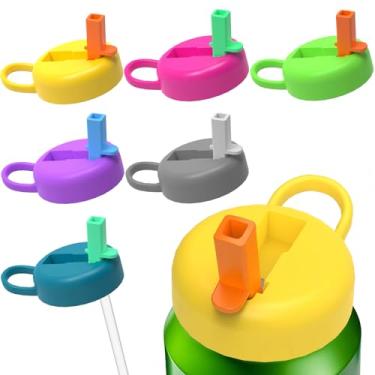 Imagem de Qltytoy Tampas de lata de refrigerante com palha, pacote com 6, capas reutilizáveis para latas de refrigerante e 12 canudos | Hermético, livre de BPA, lavável na lava-louças | Mantenha insetos/poeira