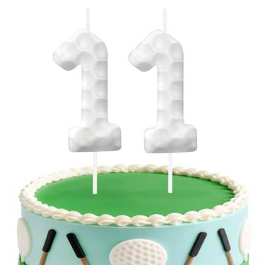 Imagem de Velas de aniversário de golfe número 11, topo de bolo temático de golfe para meninos e meninas, decorações de bolo para aniversários, suprimentos de festa com tema esportivo, velas para decorações de