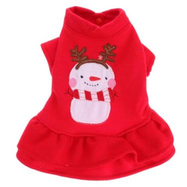 Imagem de POPETPOP Vestido de Natal para cães – Fantasia de Natal para animais de estimação, roupas para cães, roupas de inverno quentes para cães, roupas de princesa, roupas Dachshund Chihuahua Corgi – Vermelho PP