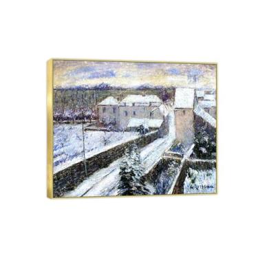 Imagem de BMZFYBS Famosa imagem de paisagem de arte de parede - impressões em tela - vista da neve - pintura de moldura dourada para sala de estar banheiro decoração de casa 30 x 35 cm 12 x 13 polegadas