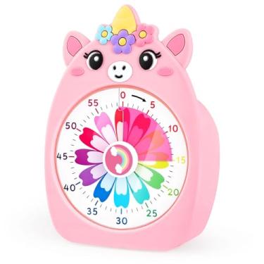 Imagem de Temporizador visual para crianças, cronômetro de contagem regressiva de unicórnio para crianças, 60 minutos com estojo protetor e operação silenciosa para sala de aula, casa, cozinha