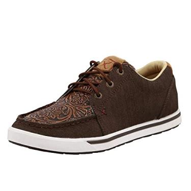 Imagem de Twisted X Bota de trabalho masculina de 30,5 cm com bico de liga à prova d'água – Couro, CellStretch Comfort, classificação EH, antiderrapante, Cocoa & Tooled Brown, 36