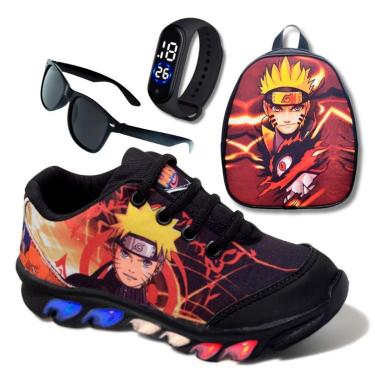 Imagem de Kit Tênis De Led Infantil Menino Masculino Naruto + Mochila + Relógio + Óculos-Masculino
