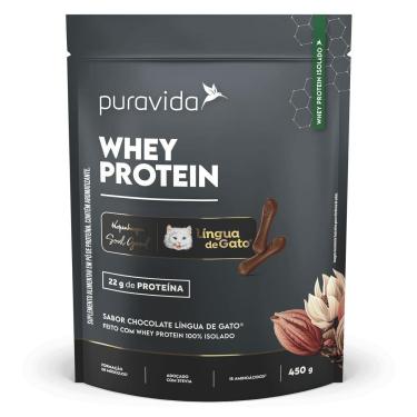 Imagem de Whey Protein Isolado 450g Puravida Sabor Língua de Gato-Unissex