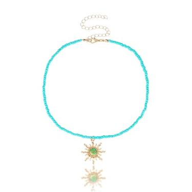 Imagem de Yalice Boho Colar gargantilha com contas opala sol pingente colares praia sereia colar joia presente para mulheres, Plástico, Com contas
