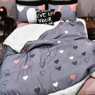Imagem de Kit Coberdrom Solteiro Em Sherpa Com 2 Fronhas Love Designer - Casa Da
