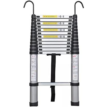 Imagem de OKUOKA Escada telescópica telescópica telescópica 8 m/7 m/6,2 m/5 m/4 m/3,8 m/2,6 m, escadas de extensão de alumínio com gancho para negócios de telhados, uso doméstico, RV trabalho ao ar livre