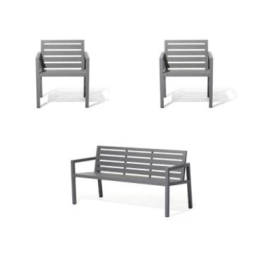 Imagem de Jogo namoradeira e 2 poltronas alumínio para área externa - Sarah Móve