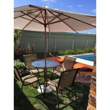 Imagem de Conjunto Jardim Acapulco Com Mesa+guarda-sol+4 Cadeiras Mor - Sarah Mó