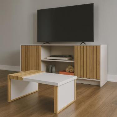 Imagem de Kit Rack Life e Mesa de Centro Safira Para Sala de Estar - JM3 Móveis 