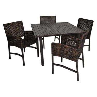 Imagem de Mesa de alumínio com poltronas de fibra sintética para área externa - 