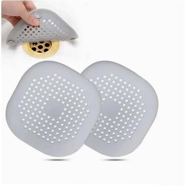 Imagem de 2 peças - Coletor de cabelo de silicone acessórios de banheiro protetor de ralo de chuveiro filtro de ralo para chuveiro, cozinha, banheiro, banheira, cinza
