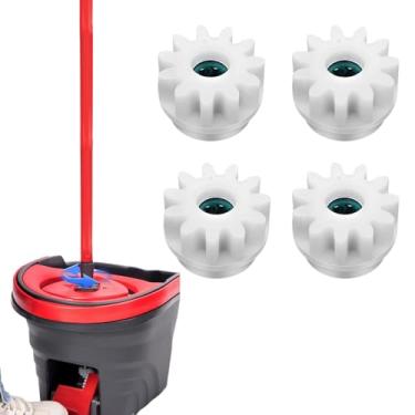 Imagem de Substituição de engrenagem de esfregão de 4 peças - Engrenagens de balde de esfregão com rolamento de aço inoxidável, compatível com O Cedar/Velida, fácil instalação, branco