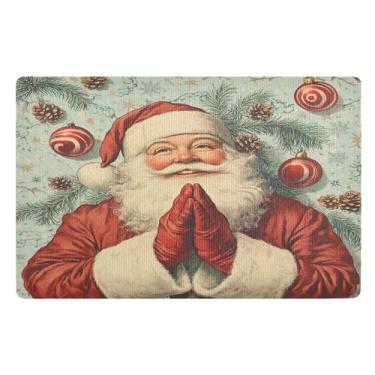 Imagem de SEHANY Tapete de porta de inverno Papai Noel Natal para todos os climas, impermeável, secagem rápida, bem-vindo, tapete de entrada antiderrapante, tapete decorativo de poliéster para entrada, varanda