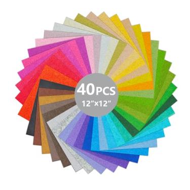 Imagem de Loyisal 40 peças de folhas de tecido de feltro para artesanato - 30,5 cm x 30,5 cm cores sortidas - 1 mm de espessura quadrado tecido de feltro não tecido para artesanato faça você mesmo