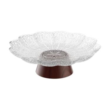 Imagem de FytStycale Fruteira de pedestal, prato para frutas, travessa portátil para alimentos, lanches, doces, cupcakes, legumes e sobremesas na sala de estar, Base de Madeira Branca