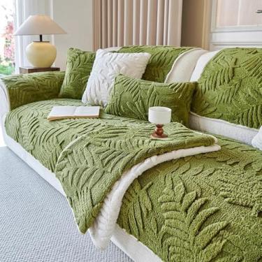 Imagem de HGTRH Capas de sofá para 3 almofadas para sofá de animais de estimação, capas de sofá para conjunto de sofá secional, antiderrapante, resistente ao cabelo, felpudo, verde, 110 x 110 cm