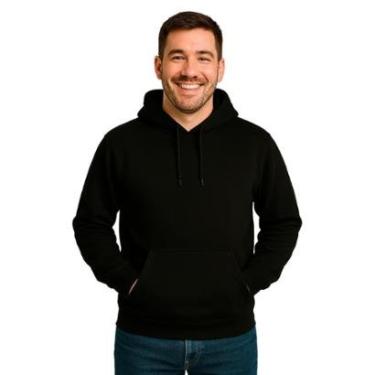 Imagem de Moletom Canguru Liso Unissex Blusa De Frio Capuz Flanelado-Unissex