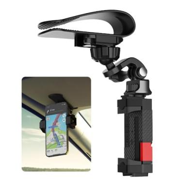 Imagem de SOH Suporte para viseira de sol para carro, suporte de telefone com braço longo ajustável, clipe universal de telefone para iPhone 15 Pro Max/14/13 Pro/Max/Mini/Samsung, Google, todos os smartphones
