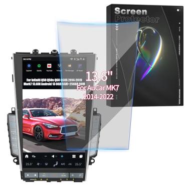Imagem de AUCARAUTO Protetor de tela antiarranhões projetado para AuCar MK7 34.5 cm carro rádio sensível ao toque, fosco [sem brilho e impressão digital] película protetora compatível com Infiniti Q50 Q60 (2014