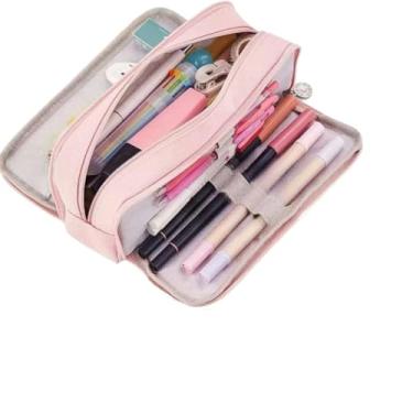 Imagem de Estojo De Lápis De Tecido De Grande Capacidade Camada/Double Sided Pen Bag Pencil Case/Escolar(Rosa)