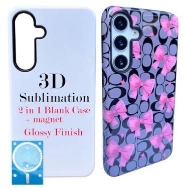 Imagem de JUSTRY 5 peças 3D 2 em 1 capa de telefone de filme de sublimação para Samsung Galaxy S25 FE, capas de filme personalizáveis DIY revestidas em 3D em branco + ímãs, capas a granel compatíveis com