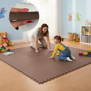 Imagem de KIT 12 Placas Tapete Tatame EVA 50x50cm 20mm 24 Bordas Emborrachado Ex