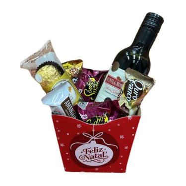 Imagem de Presente Para Amigo Secreto A Melhor Cesta Mini Vinho Bombom - Lacta