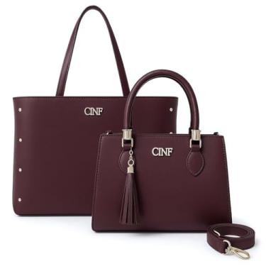 Imagem de Bolsa Sacola Grande + Transversal Média Kit Com 2 Peças (Bordô)