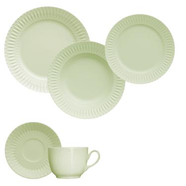 Imagem de Jogo Jantar Chá  20 peças Verde Menta Relevo Diamante Germer