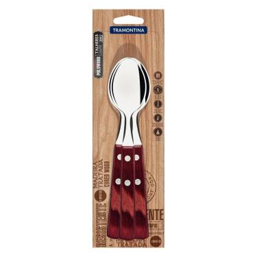 Imagem de Conjunto De Colheres De Mesa Tramontina Cabos Em Madeira Tratada Polywood Vermelho 3 Peças Tramontina