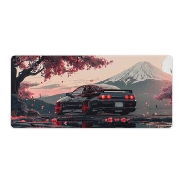 Imagem de JDM Car S14 Mount Fuji Cherry Blossom Sun Grande Gaming Mouse Pads Base de Borracha Antiderrapante Tapete de Mesa Laptop Acessórios de Computador Suprimentos Bloco de Escrita para Escritório Casa 40 x
