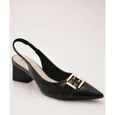 Imagem de Scarpin Feminino Slingback Salto Grosso Bebecê-59160, Preto, 36