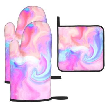 Imagem de Pintura líquida – Conjunto de cozinha essencial de 3 peças, luvas seguras para calor e aderência de tampa, proteção para churrasco no forno, design de armazenamento suspenso.