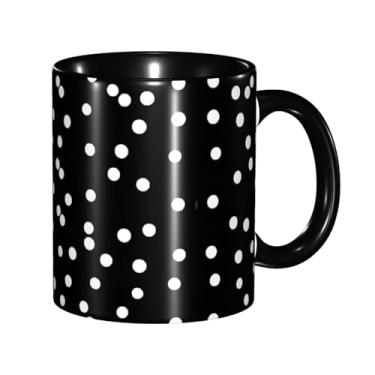 Imagem de Zeraoke Canecas de café criativas com estampa de bolinhas pretas e brancas, personalizadas, presente para a família, tamanho de 325 ml, unissex