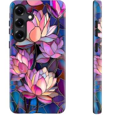 Imagem de DEENAKIN Capa fofa para Samsung Galaxy S24 Plus - compatível com carregamento sem fio - silicone macio de camada dupla + capa rígida - Design elegante de flores silvestres - Capa de telefone chique