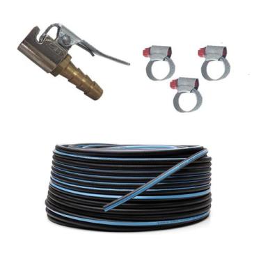Imagem de Kit 10 Metros Mangueira 300 Psi Compressor Calibrador Bico Encher Pneu