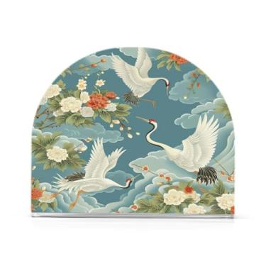 Imagem de Porta-guardanapos guindaste branco estilo arte japonesa para mesas, porta-guardanapos de Halloween para cozinha, porta-guardanapos de mesa, porta-guardanapos de coquetel, porta-guardanapos de papel690