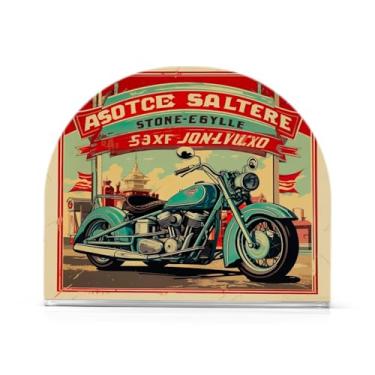 Imagem de Wassud Pôster vintage com suporte de guardanapo de acrílico para motocicletas, dispensador de guardanapo de papel moderno em forma de U para mesa, cozinha, sala de jantar, bancada 1 peça (comporta 50