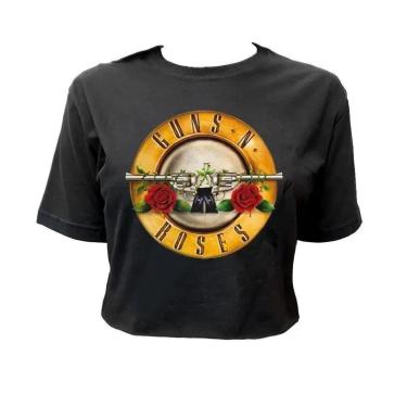 Imagem de Cropped de Banda Guns N Roses Stamp Feminino Manga Curta Gola Redonda-Feminino