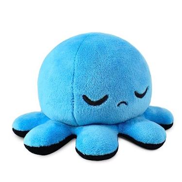 Imagem de TeeTurtle | The Original Reversible Octopus Plushie | Patented Design | Blue + Black | Sleepy + Rage | Show Your Mood Without Saying a Word!