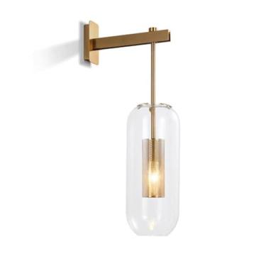 Imagem de Luminária de parede pós-moderna em vidro, com design criativo em ferro forjado, para decoração de parede. Soquete E14 dourado. Ideal para sala de estar, corredor, varanda, restaurante e quar