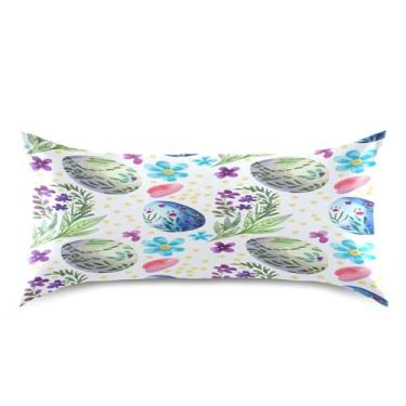 Imagem de xigua Capa de almofada de cetim com ovos de páscoa para cabelo e pele lavável à máquina, antiderrapante, refrescante, almofada king size com fecho de envelope, 50,8 cm x 101,6 cm