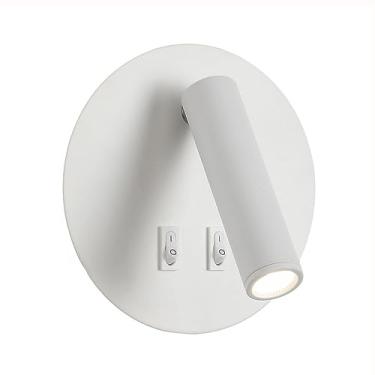 Imagem de Arandela de parede LED para cabeceira, luminária de leitura de parede, arandela redonda giratória de 10W para iluminação de parede em quarto, sala de estar, escritório, hotel e outros escrit