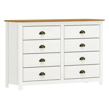 Imagem de Comoda Madeira 8 Gavetas Branco/Freijó Topázio - FN - Finestra