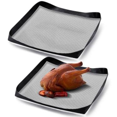 Imagem de Teenyyou 2 peças de cesta de forno sólido PTFE de 28 x 28 cm, bandeja antiaderente, para acessórios de forno rápido, batatas fritas, asas de frango, aquecimento de pão