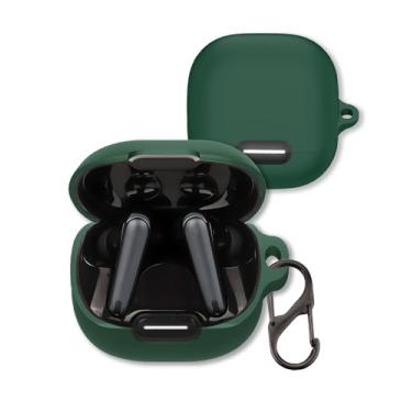 Imagem de Capa para fones de ouvido Soundcore Liberty 4 NC, capa protetora de silicone macio FJIASTB com mosquetão, à prova de choque (verde escuro)