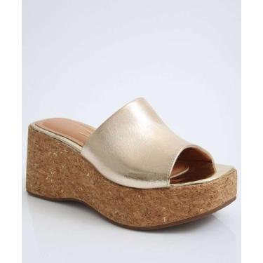 Imagem de Tamanco Feminino Plataforma Metalizado Vizzano-11234, 37, Dourado