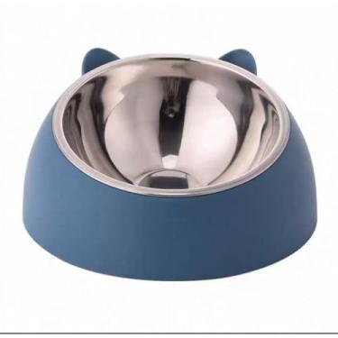Imagem de Tigela Antiderrapante para Cães e Gatos - Aço Inoxidável Higiênico e Fácil de Limpar(LX-W68-AZUL)
